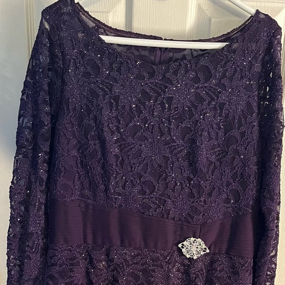 Eggplant Evening Gown 3/4 Sleeve -Jackie Jon - Size 16